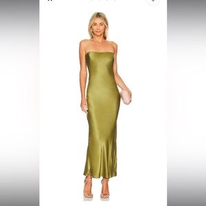 REVOLVE Angel Strapless Midi Dress in Olive